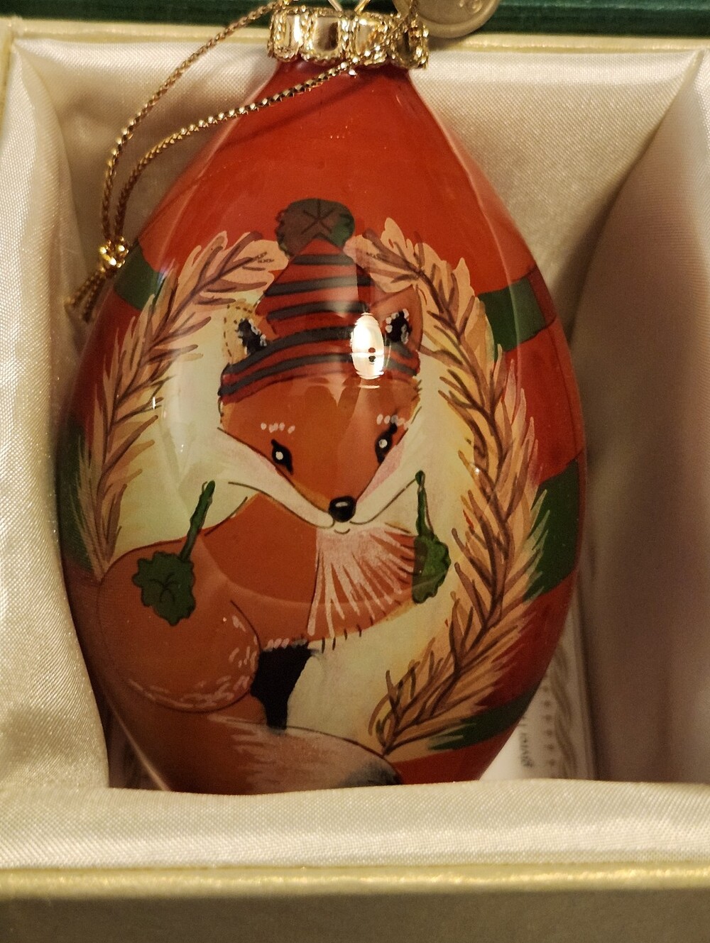 Pier 1 Imports "Li Bien"  Fox Christmas Glass Ornament - 2016 Warm Winter Wishes